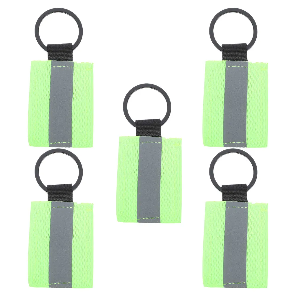 5Pcs Double Sided Reflective Keychain Tags Nylon Aluminum Alloy High Visibility Night Safety Gear for Backpack Zipper Running