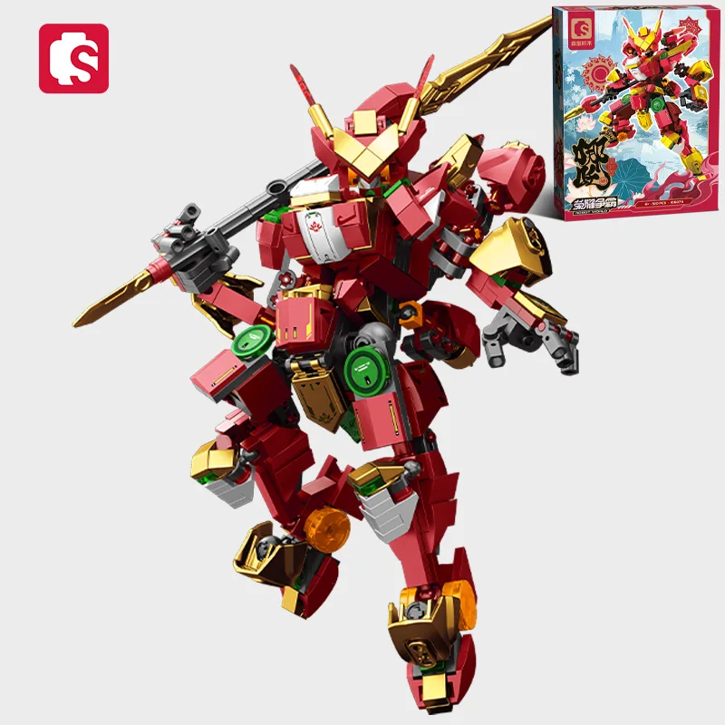 SEMBO BLOCK  Mechanic Series NeZha Transforming Mecha  Building Blocks  MOC Classic cartoon Movie Model Assembly Bricks Boy Toy