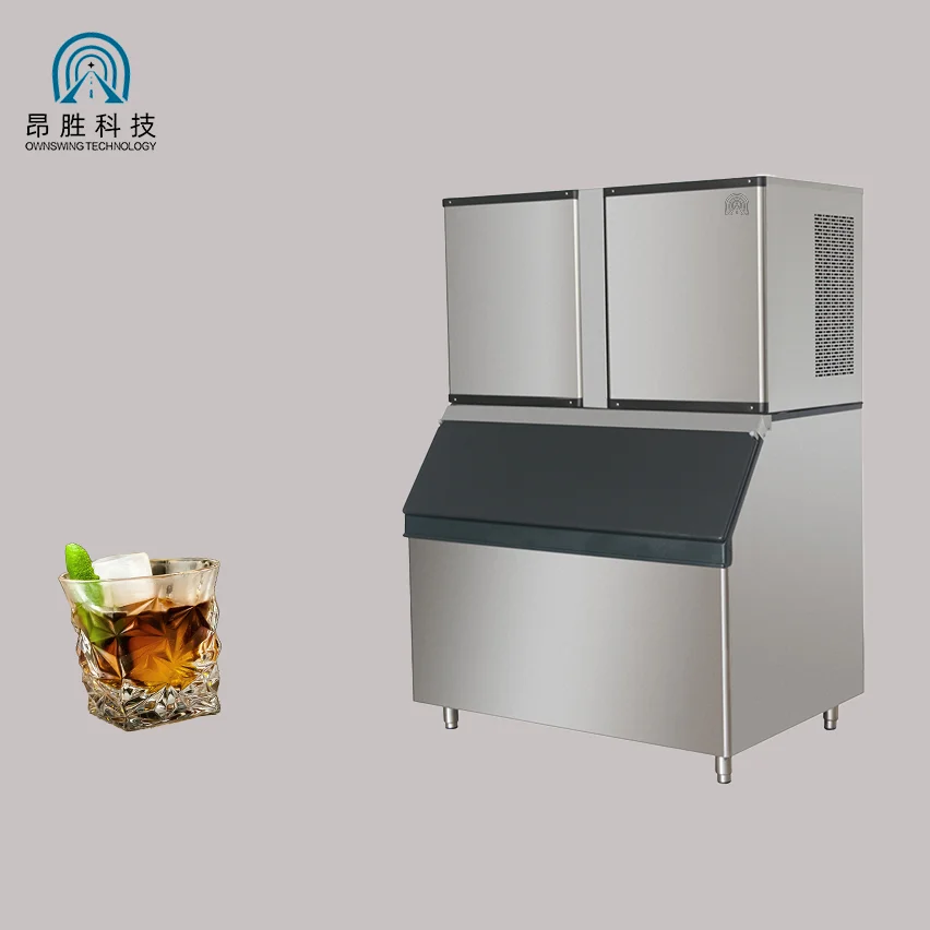 1500lbs/24h Industrial Ice Maker Machine with Storage Bin Air Cooled Stainless Steel Cube Maker for Professional Factory