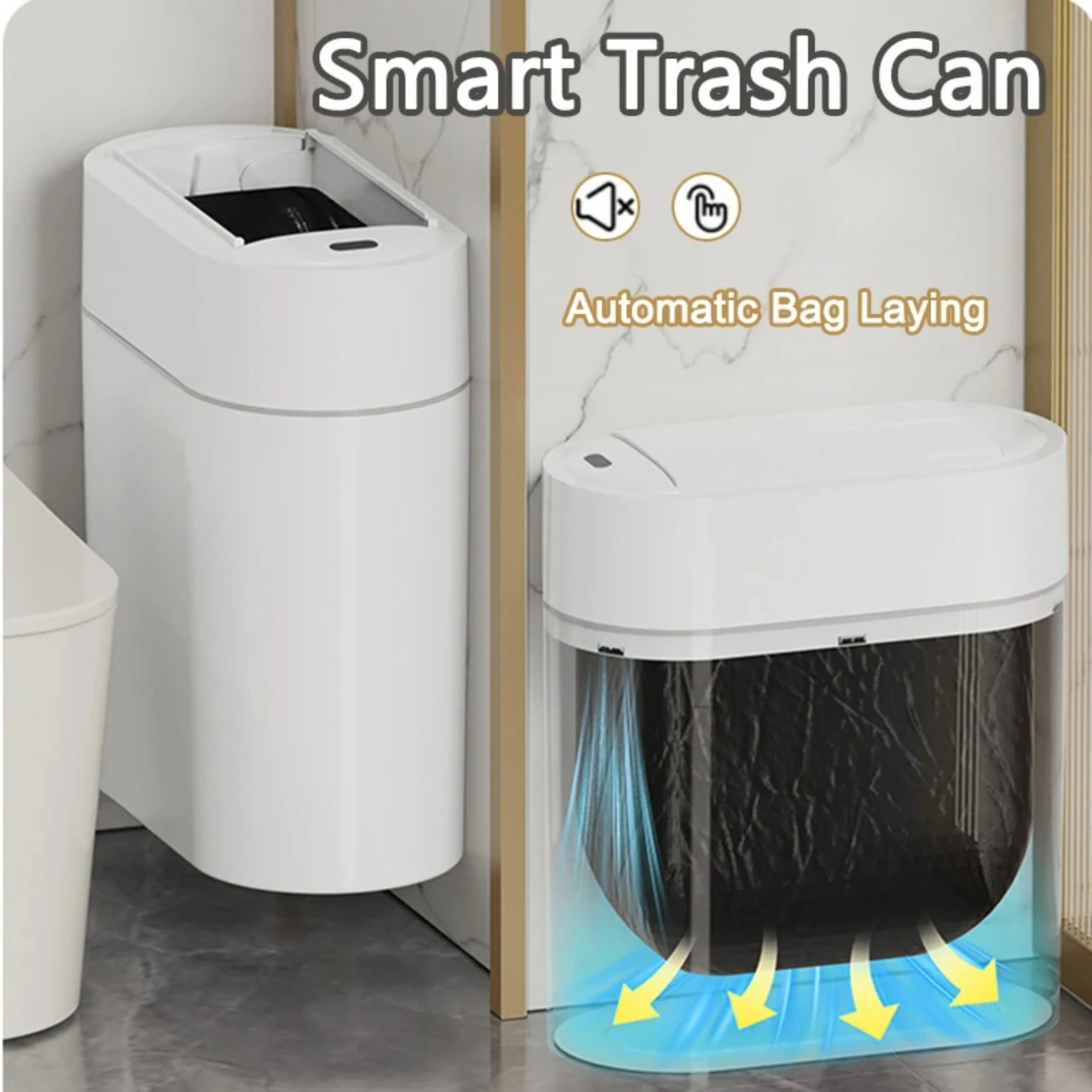 Smart Trash Can Automatic Sensor Garbage Bin 9L Touchless Waste Bin with Lid Wall Mount Kitchen Odor Control Dustbin