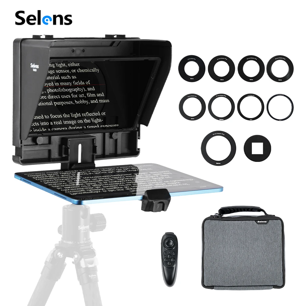 

Selens Portable Teleprompter Prompter Smartphone/Camera Video Recording Streaming Support Horizontal and Vertical Shooting