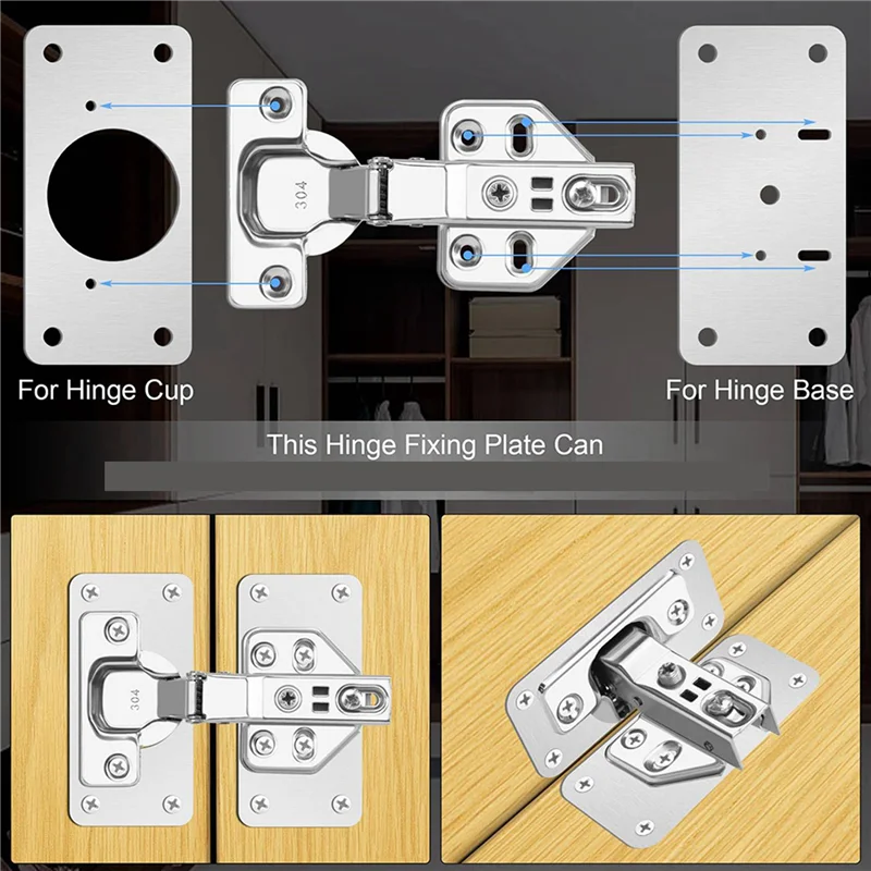 

PORK-48-Pack Hinge Repair Kit - Cabinet Door Hinge Repair Plate Hinge Fixing Plate For Kitchen Cupboard Door Locker Cabinet