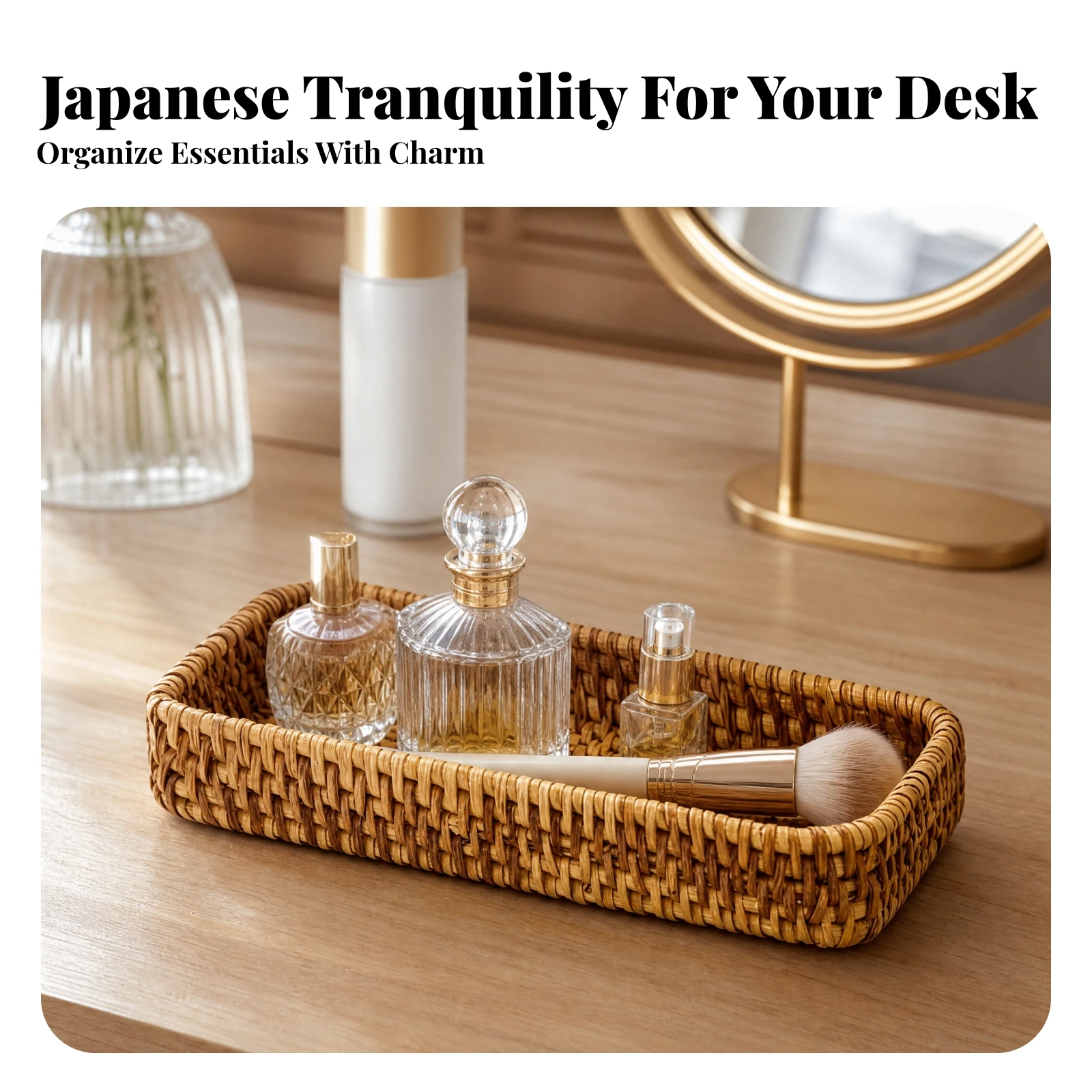 Rectangular Woven Rattan-Style Storage Tray Natural Open-Top Woven Tray with Raised Sides Compact Long-Lasting