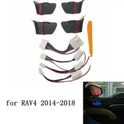 Door Bowl Atmosphere Light For Toyota RAV4 2014 2015 2016 Interior LED Blue Car Door Bowl Handle Frame Light For RAV4 2017 2018