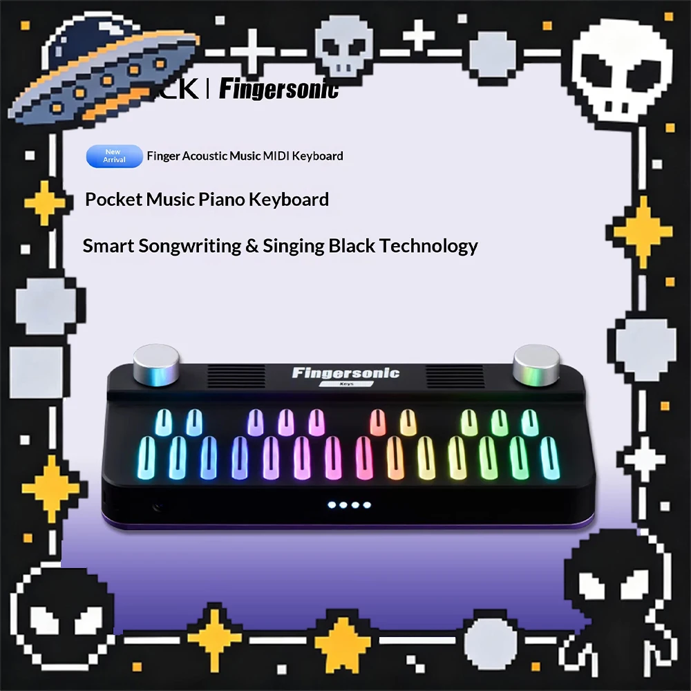 SamiCK Fingersonic Music Keyboard Play Chords With One Key Intelligent FollowUp Entertainment Keyboard 3.5mm Stereo Type-C Gift