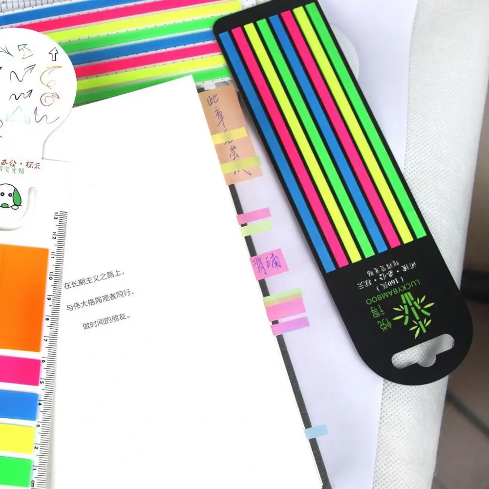 160 buah/set Tab indeks bendera neon Index Tab bendera PET Tape halaman Marker papan Memo catatan lengket alat tulis perlengkapan kantor