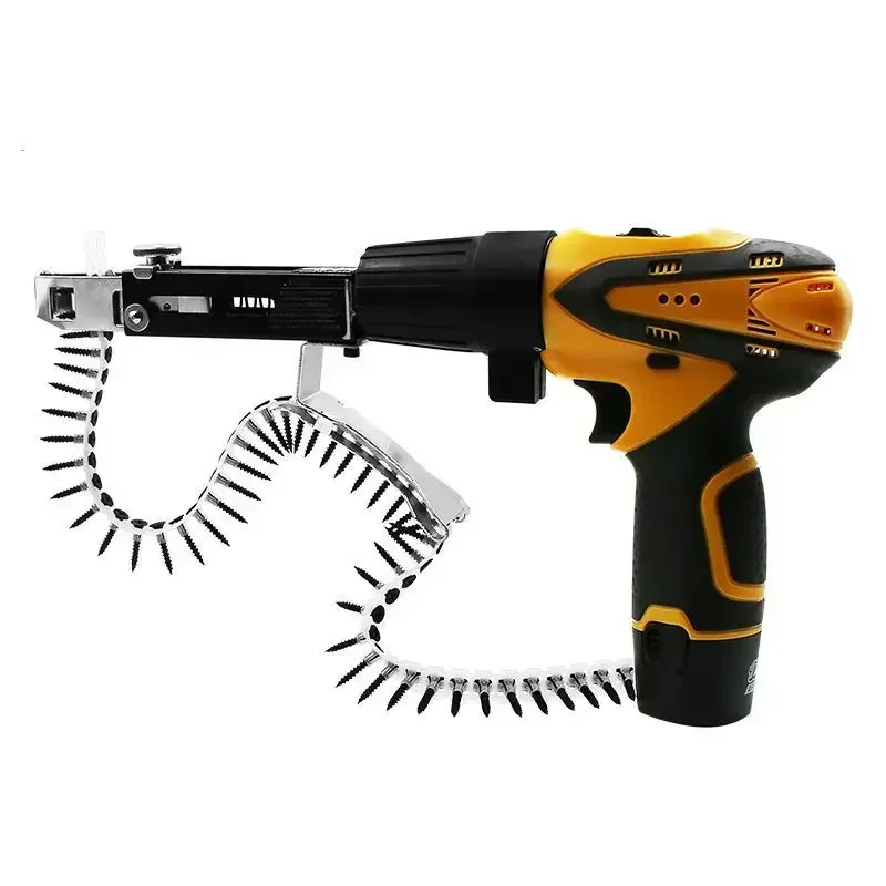 Pistola de Parafuso Portátil para Drywall Broca Elétrica Alimentação Automática Corrente de Fixação Adaptador de Máquina de Unhas
