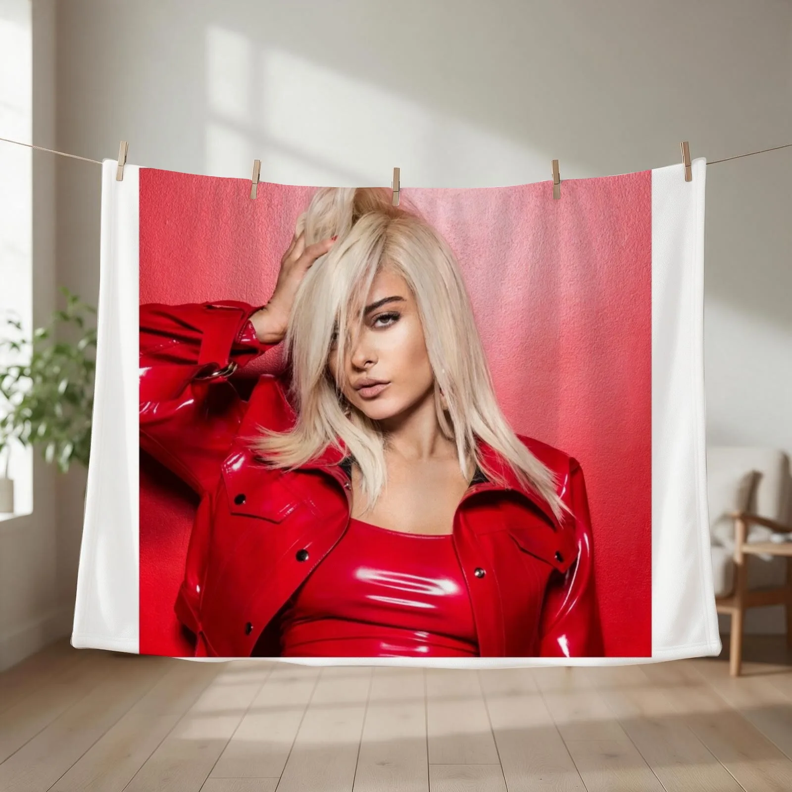 BEBE REXHA Red Leather Jacket Throw Blanket Sofa Throw Bed Fashionable Bed covers Softest Blankets