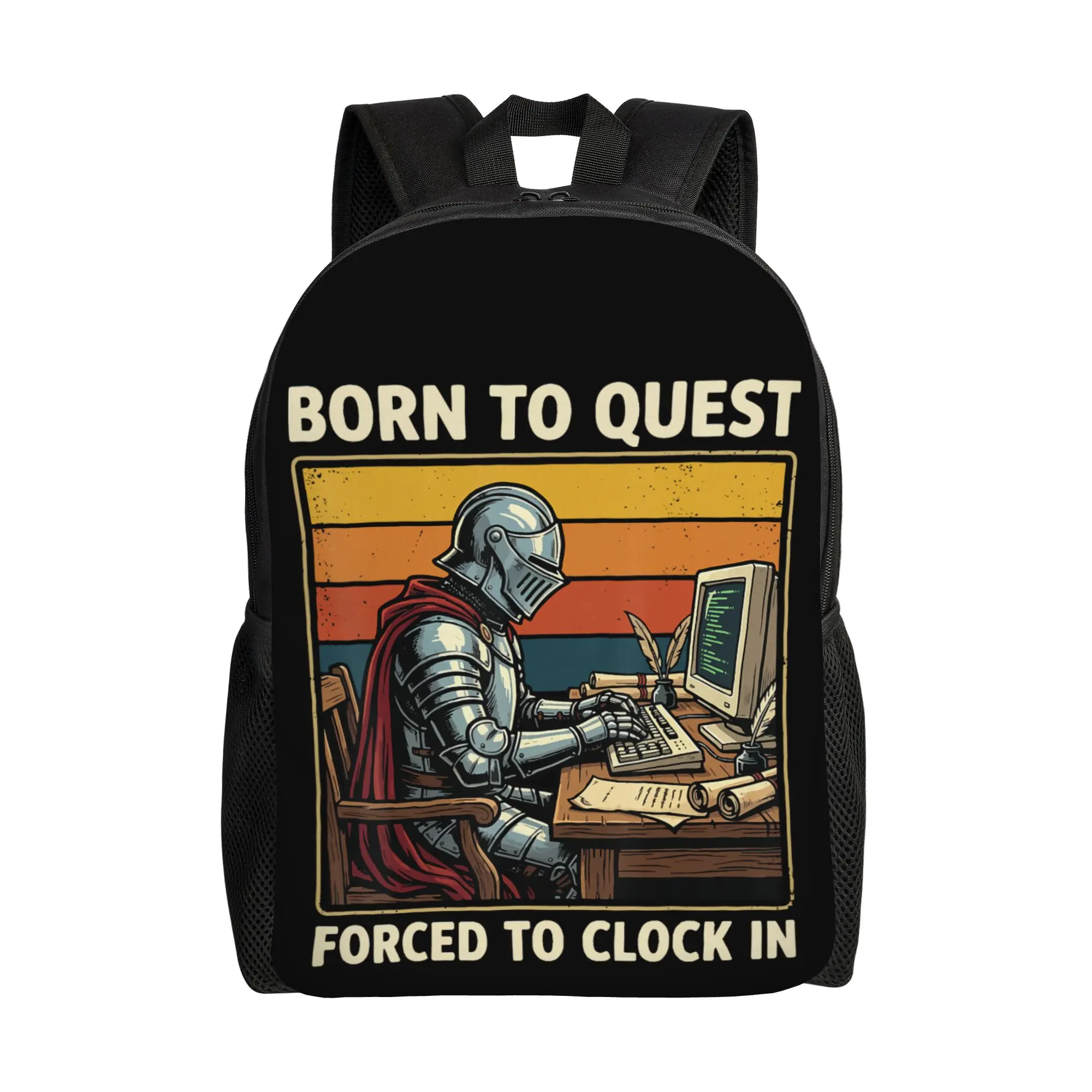 

Рюкзак Born to Quest для подростков и студентов, спортивный, для походов и путешествий, забавный, в стиле рыцаря, унисекс, для ноутбука, на плечо