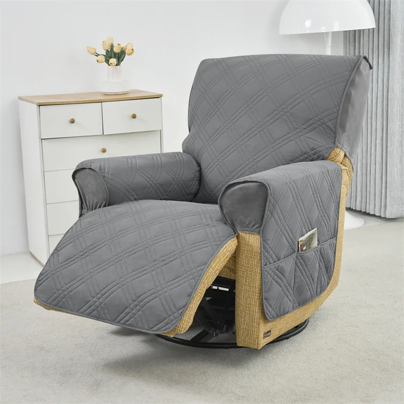 

Чехол для одноместного кресла-реклайнера однотонный, для гостиной, для защиты от пыли, для домашних животных и детей, с карманом, для дома и отеля