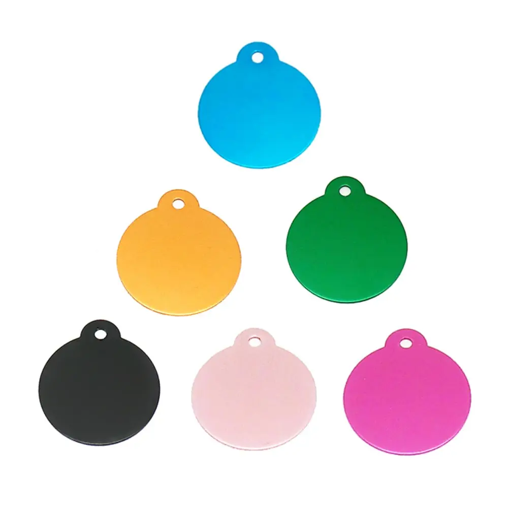 20Pcs Customized Pet ID Tag Engraved Dog Cat Name Phone Number Address Tag Charm Dog Identification Round Personalized Cat
