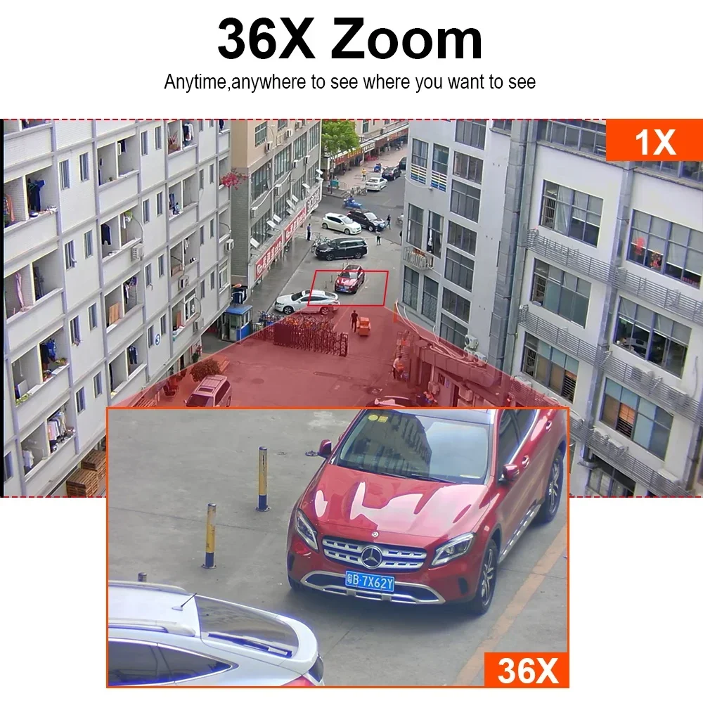 กล้องวงจรปิดแบบอนาล็อก 5MP PTZ ซูม 36 เท่า 4 in 1 สำหรับภายนอกอาคาร กล้อง PTZ 360 ติดตามอัตโนมัติ กล้อง PTZ ติดตามการเคลื่อนไหวอัตโนมัติ กล้องวงจรปิดแบบอนาล็อก