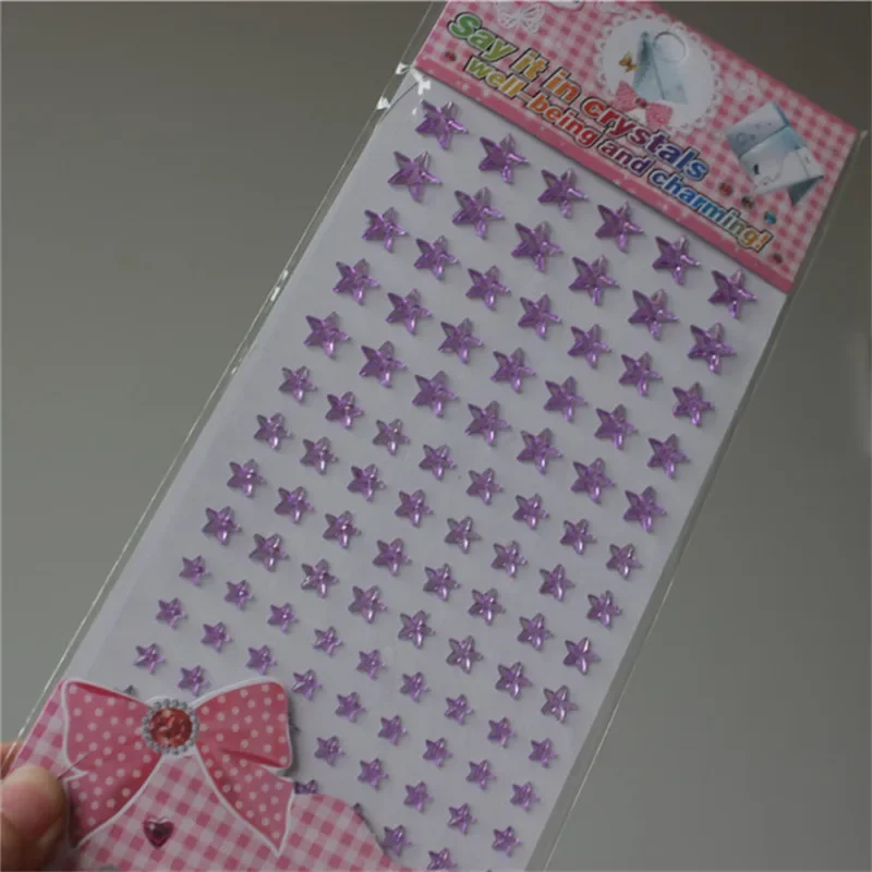

Детская игрушка-наклейка, кристалл, акрил, фиолетовый, наклейки с пятиконечной звездой, детские игрушки, праздничное украшение, наклейка со стразами