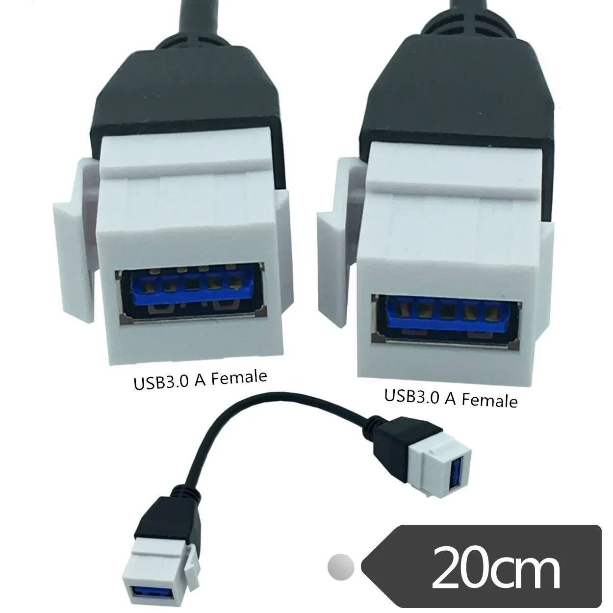 USB 3.0 female head with buckle panel female port cable wall plug direct insertion panel cable USB 3.0 with cable socket 0.2m