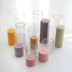 Acrylic Hexagonal Pillar Shape Mold, Removable Flat Top, Plastic Scented Candle Mold Collection, DIY Cement Plaster Mold