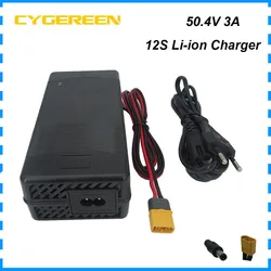 44.4V 43.2V 3A 리튬 이온 충전기 50.4V 3A 12S 리튬 에너지 저장 배터리 충전기 DC XT60 팬 포함