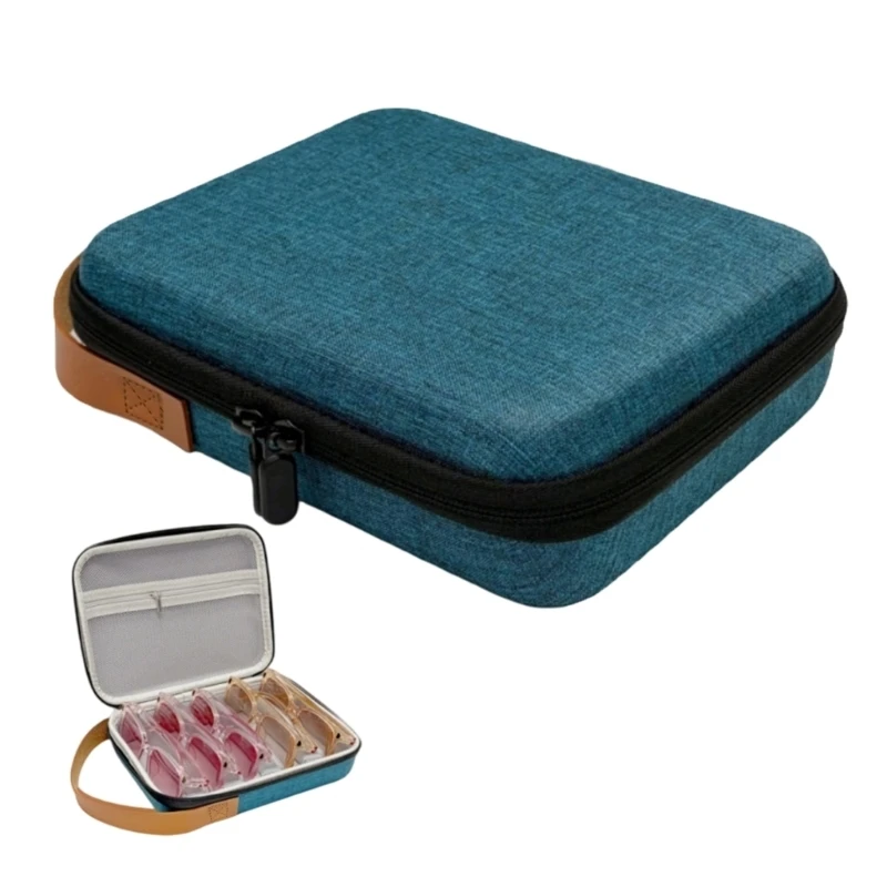 Stylish EVA Eyeglass Storage Box 5 Slots Protective Case Travel Eyeglasses Bag