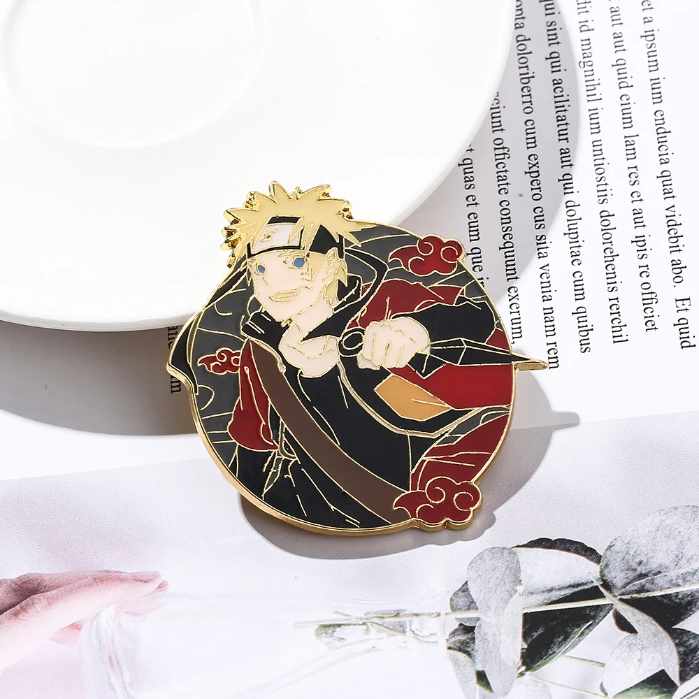 Anime Narutos Cosplay Pin Cute Cartoon Uzumaki Metal Enamel Badge Brooch Pin Collection Gift for Fans