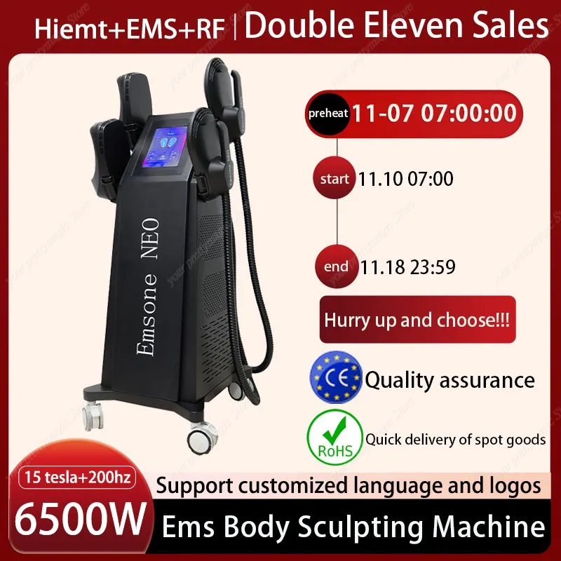 New Upgrade EMSone Neo Body Sculpt 15 Tesla Muscle Stimulator RF EMS Body Shaping Fat Burning Skin Tightening Machine 6500W 200H