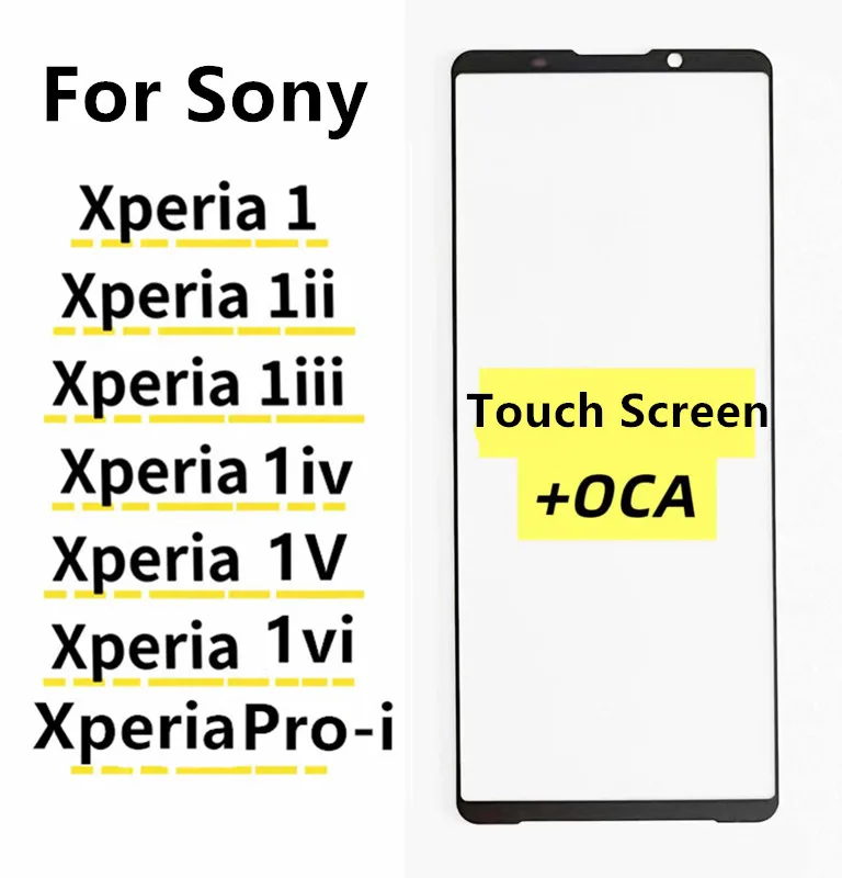 Tela Externa 1VI 1V para Sony Xperia Pro i IV 1 iii ii VI V Painel Frontal Touch LCD Display Vidro de Cobertura Peças de Reposição + OCA