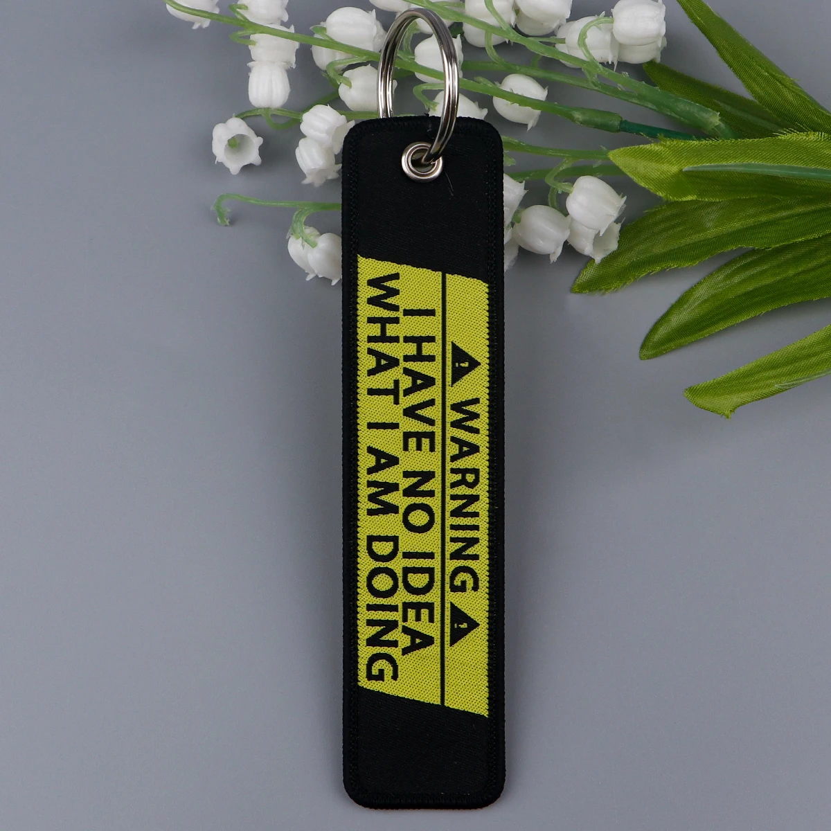 Warning Quotation Embroidery Key Fob Key Tag For Motorcycles Backpack Keychain Fashion Keyring Gifts for Men Women Accessories