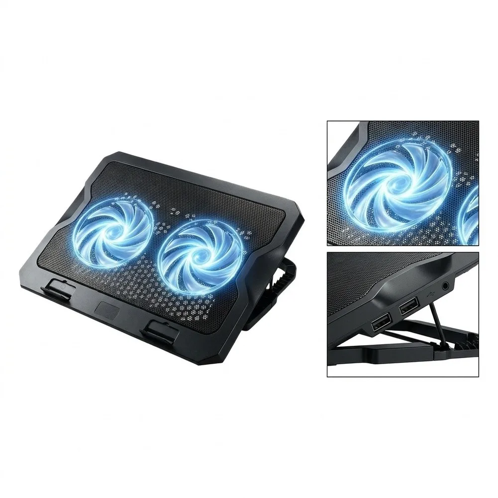 Cooling Pad 2 Fans For 13–18 Inch Laptops With  7 -Level Stand Silent Fans Replacement Parts Accessories