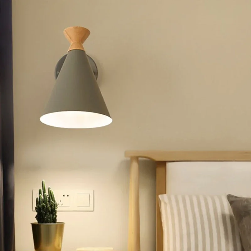 Imagem -02 - Nordic Industrial Led Wall Lamp Macaron Ferro Funil Shaped Luzes para Hotel Quarto Corredor Entrada Corredor Iluminação Lustre