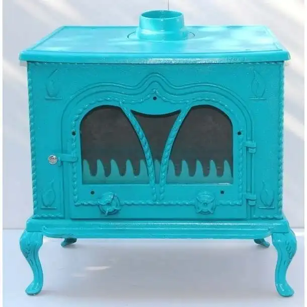 

DORELLO MF105 Modern Freestanding Durable Cast Iron Wood Stove Turquoise Fireplace Heater for Kitchen Outdoor Villa Home Heating