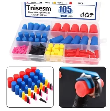 

105x High Temp Masking Plugs Powder Coating Silicone Cone Plugs Assortment- Kits Car Maintenance- Reusable- Accessories-