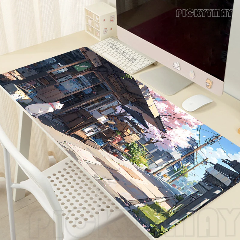Big Mouse Pad Street Scenery Large Gamer Mousepad Keyboard Mat XXXL Mouse Mats Rubber Desk Pad Anime Desk Rugs 120x55cm