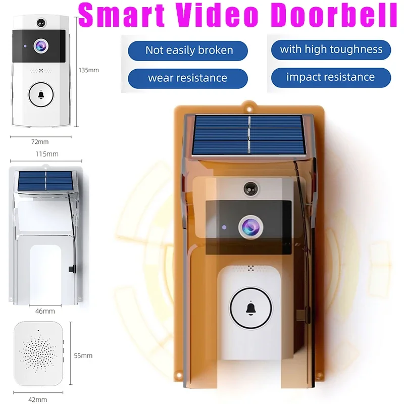 720*1280 Wireless Doorbells Solar Charge Cover Digital Door Peepholes Wifi Security Camera Intercom Video Smart Ring Door Bell