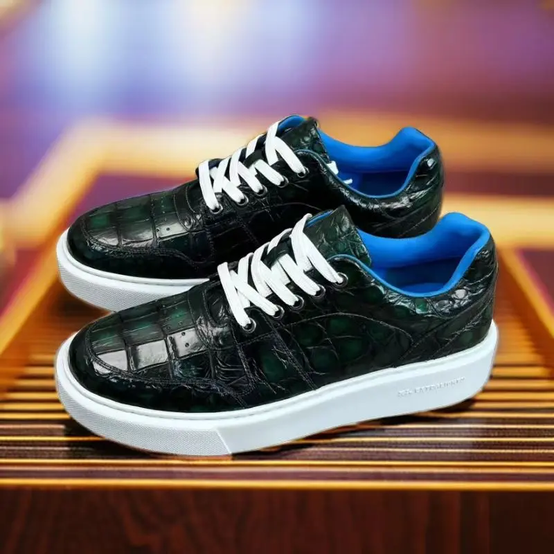 

2025 new arrival Crocodile skin causal shoes men,male Genuine leather sneakers pdd701