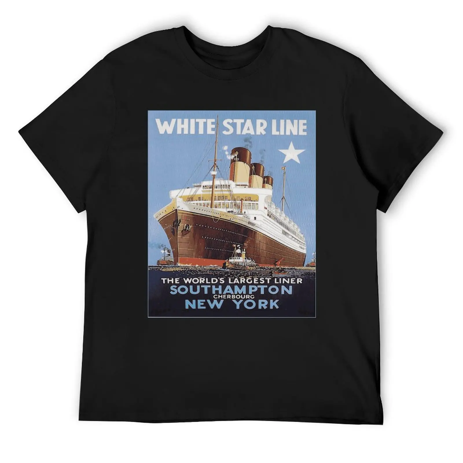 Steamer Ship Vintage Ocean Liner Retro Sailing T-Shirt quick-drying customs heavyweights man clothes plain black t shirts men