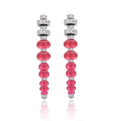 Large Man-Made Red Chalcedony CZ Diamond Stone Long Dangle Earrings For Women Silver Gold Plated Luxury Designer Jewelry