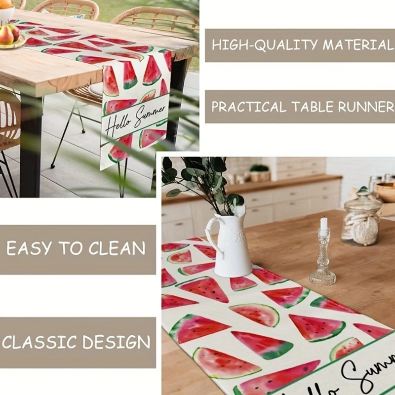 C63B Gracefuls Watermelon Table Runner Fabric Tablecloth Decors Easily Install