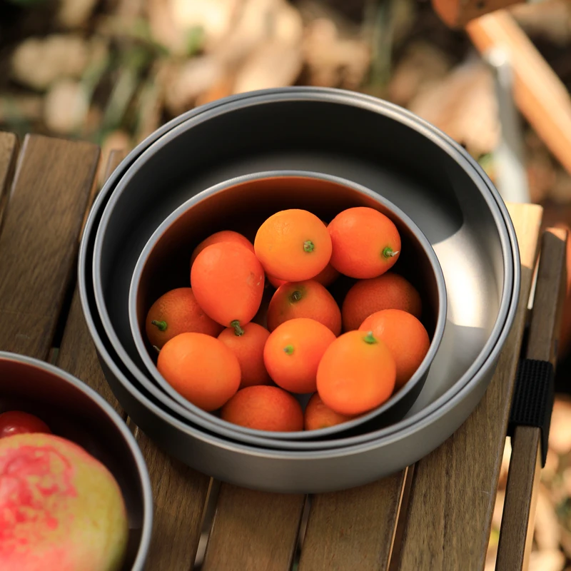 Tiartisan 4pcs Set Pure Titanium Meal Bowl Single Layer Stackable Salad Bowls Outdoor Camping Ultralight Tableware Set