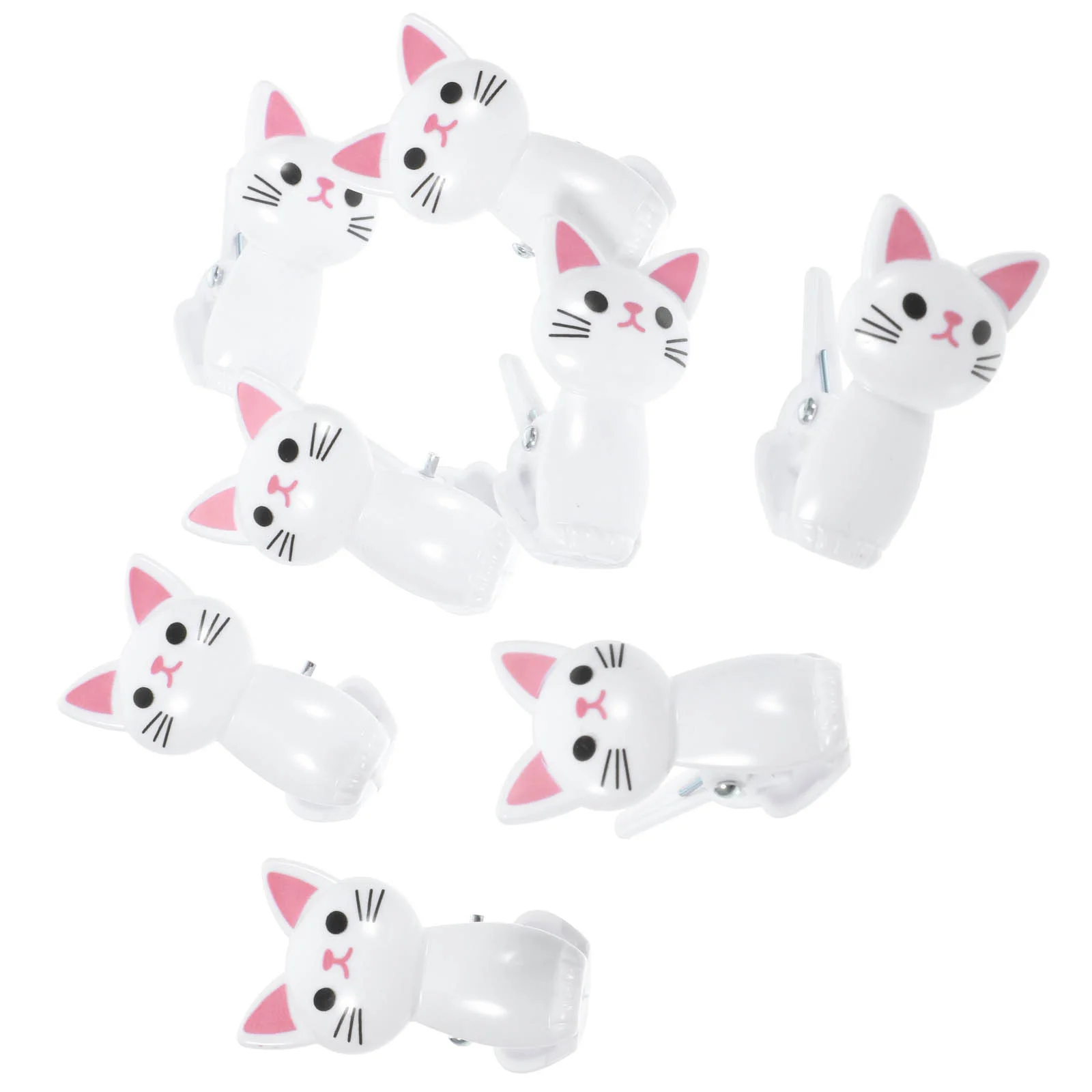 

8 Pcs Chip Clips Cute Cat Office with Lanyard Multifunctional Windproof Drying 6pcs (grey 3 + White 3) Bag Clothespin Sealing