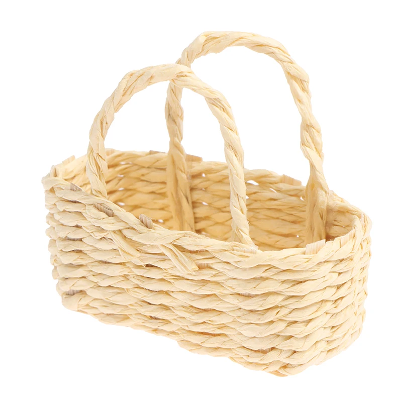 1/12 Dollhouse Miniature Rattan Weave Vegetable Food Storage Basket