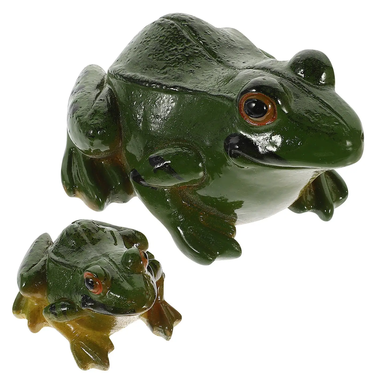 

2Pcs Resin Frog Figurine Garden Statue Yard Decoration Animal Sculpture Home nament Bonsai Accessory Small Animal Decorative
