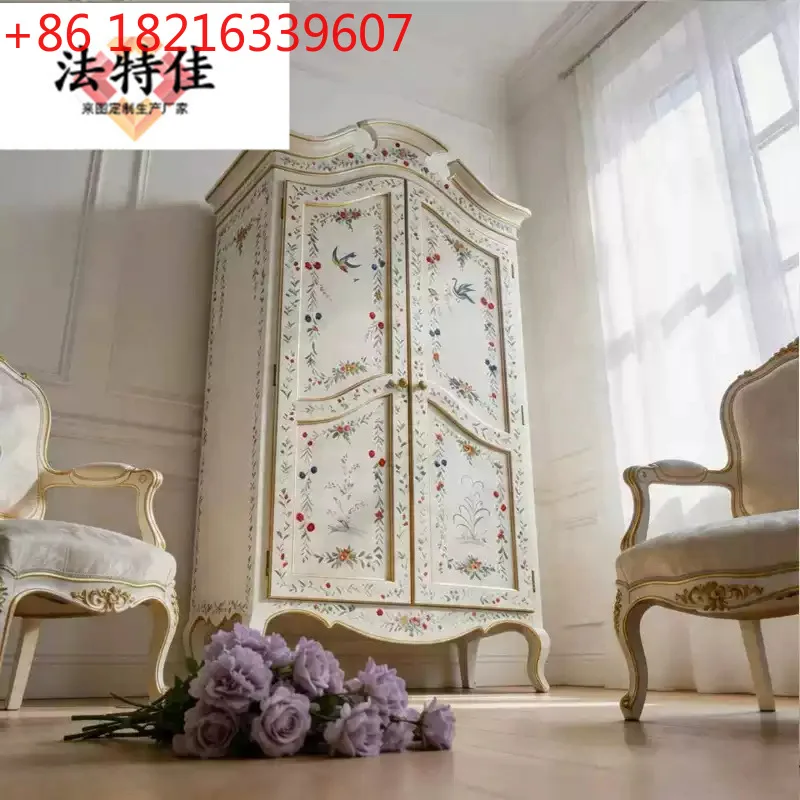 YAO Furniture Solid Wood Painted 1.2m Double Door Wardrobe Solid Wood Bedroom Storage