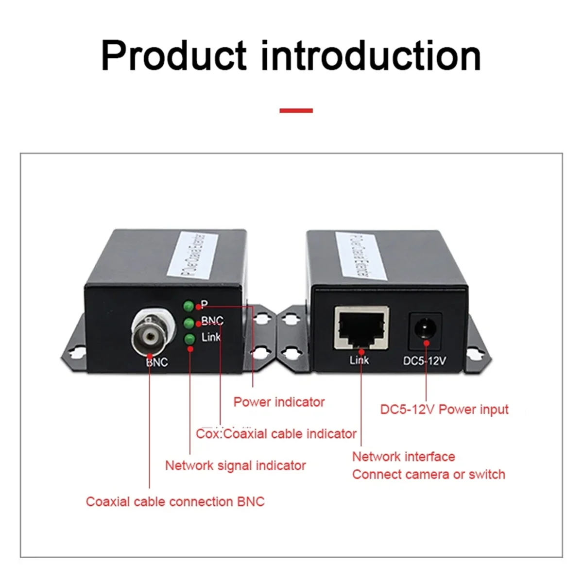 IP Network to Coaxial Extender Transfer From Net Cable Transmission to Coax Line 500M Ethernet Converter for CCTV