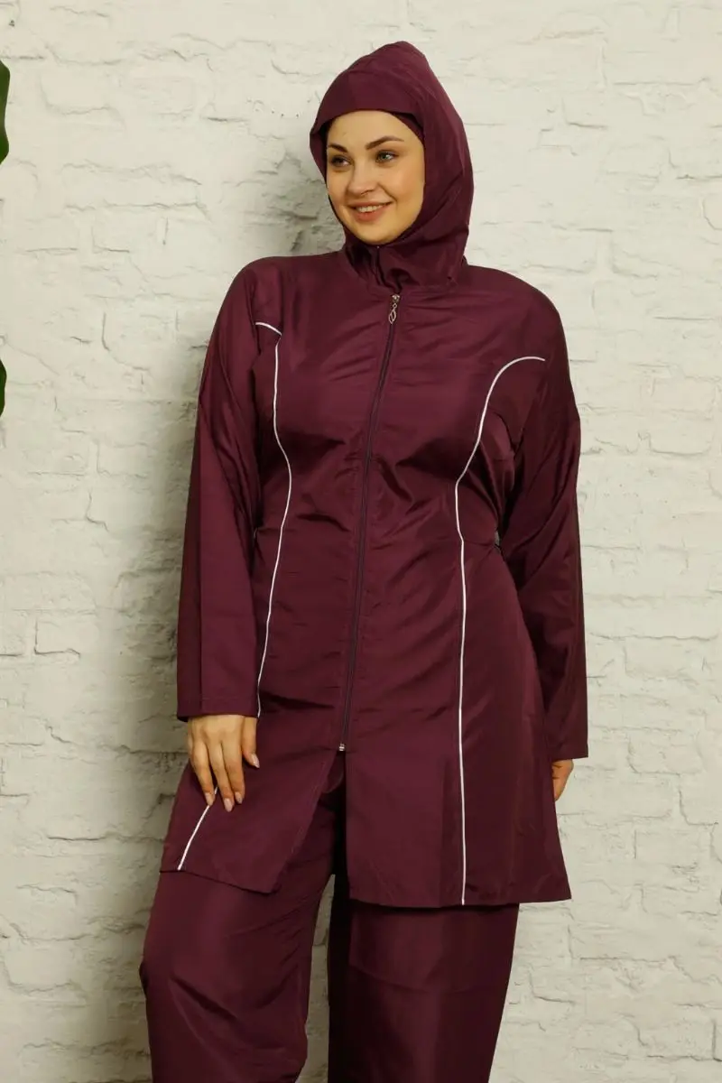 Fashion line full hijab plus size swimwear 32009