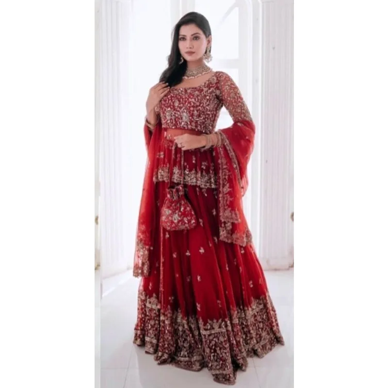 Designer Lehenga CholI Bollywood Wedding Party PakistanI Wear Fullystitch