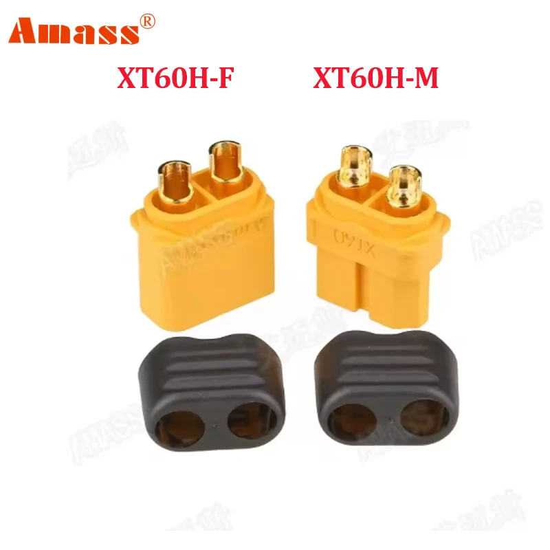 10PCS AMASS XT60H + XT60 Connector with Cover Protection Male Female Power Plug with Sheath for Lipo Battery RC Planes Cars