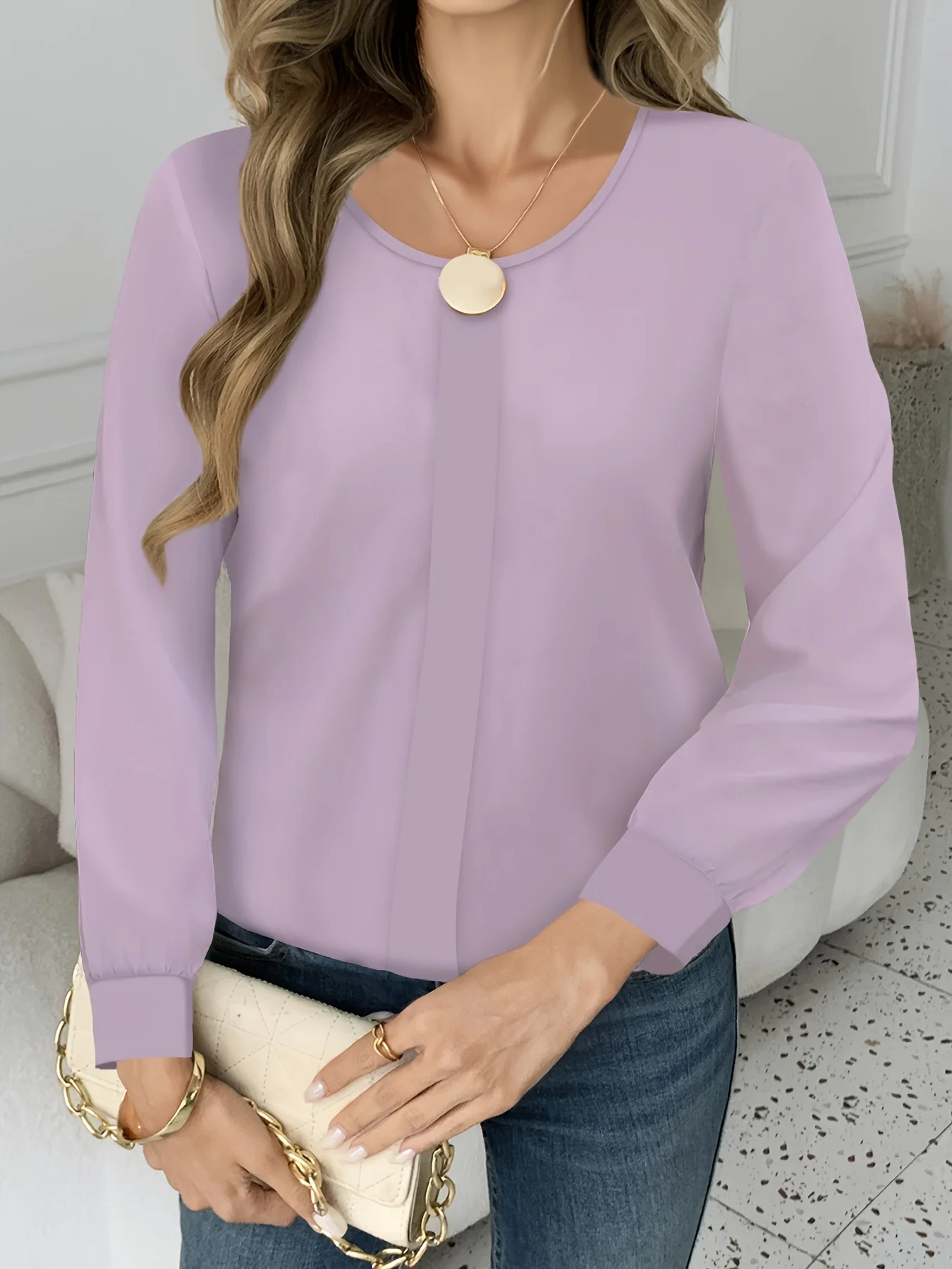 Temperament Lose Frau Hemd Mode Lässig Bluse Elegante Langarm Frau Hemd Urlaub Wochenende Top – Detail 2