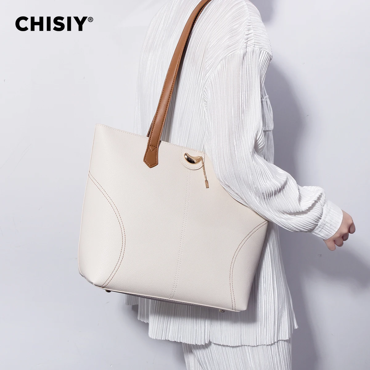 1 pc CHISIY Original Handmade Tote Bag,Bucket Bag,Spring, Summer White Bag, Pop Gorpcore Bag for Work gift idea for Mother\'s Day