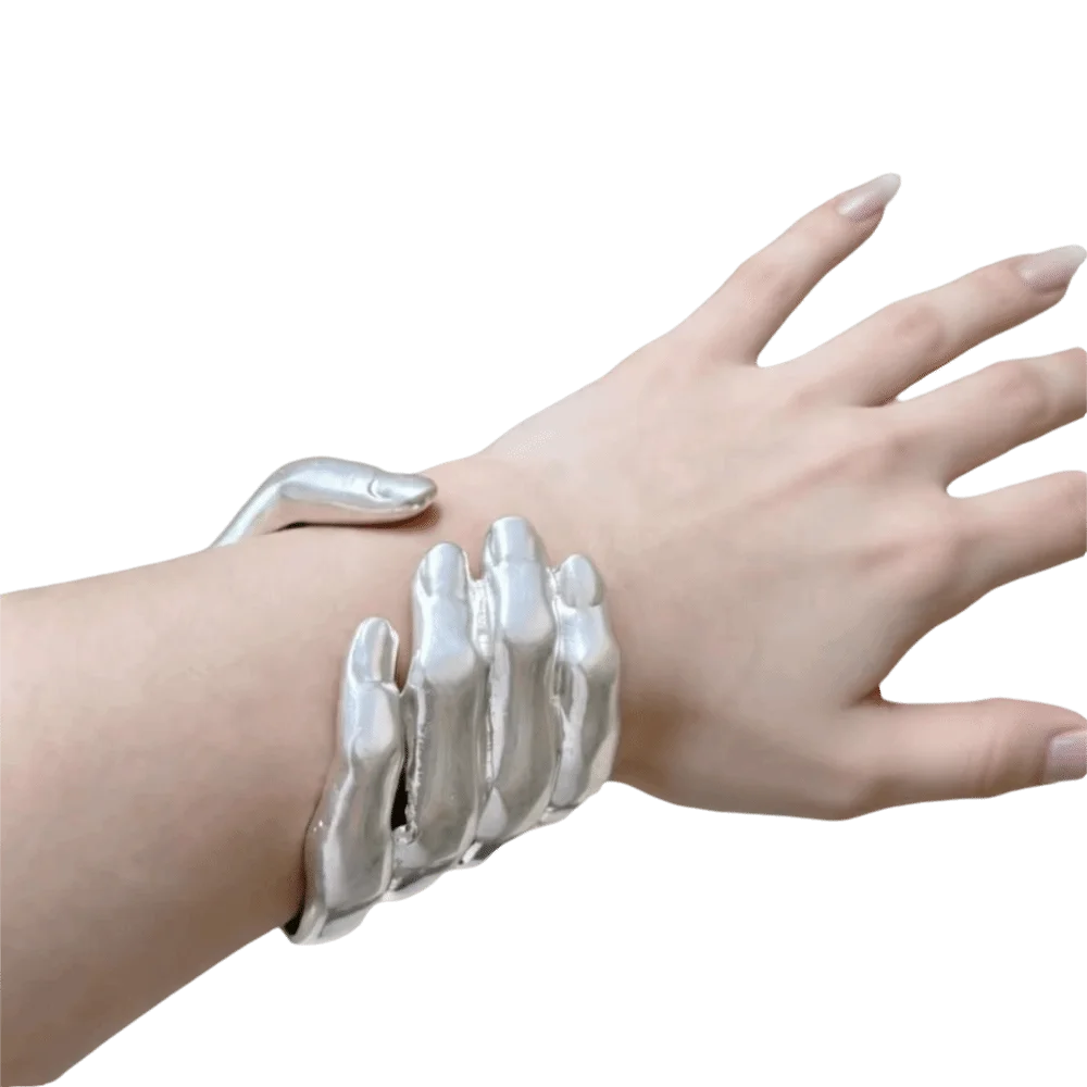 French Style 5-Fingered Palm Grip Bracelet Vintage Metal Palm Ring Bracelet Funny Light Luxury Handshake Bracelet Photo Props