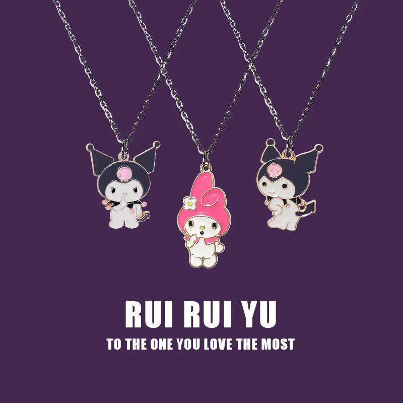 Sanrio cartoon necklace Children\'s Hello Kitty Kuromi Pendant Necklace Point Womens Fashion Necklace Girlfriend Accessories Gift