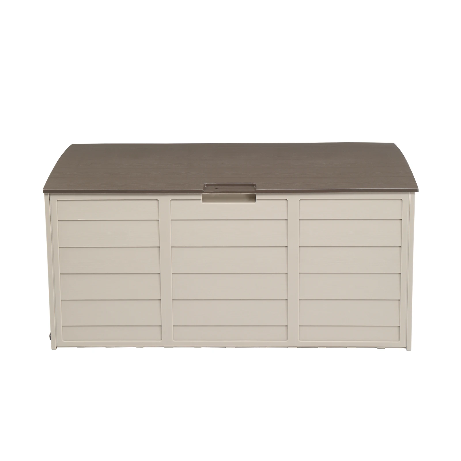 75 Gallon 260L Outdoor Storage Deck Box Lockable Waterproof Plastic Garden Storage Chest Patio Furniture Cushion Toys Pool Tools Storage Bench Brown