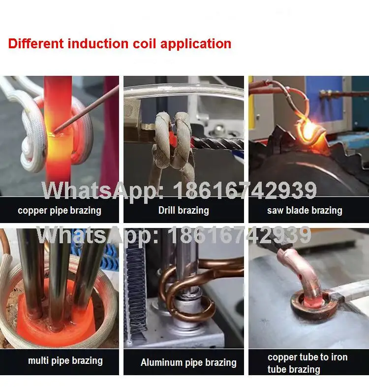 U shape Induction heating coil heating copper rings for saw blade metal pipe welding brazing induction head Open induction coil